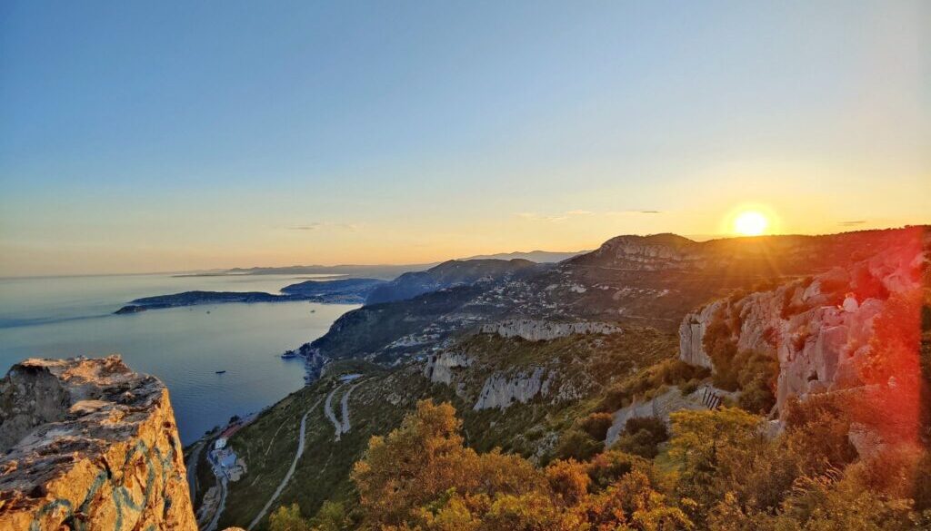Cap Dail evening light coast Evening light over the coast near Cap-d'Ail with a view towards Monaco