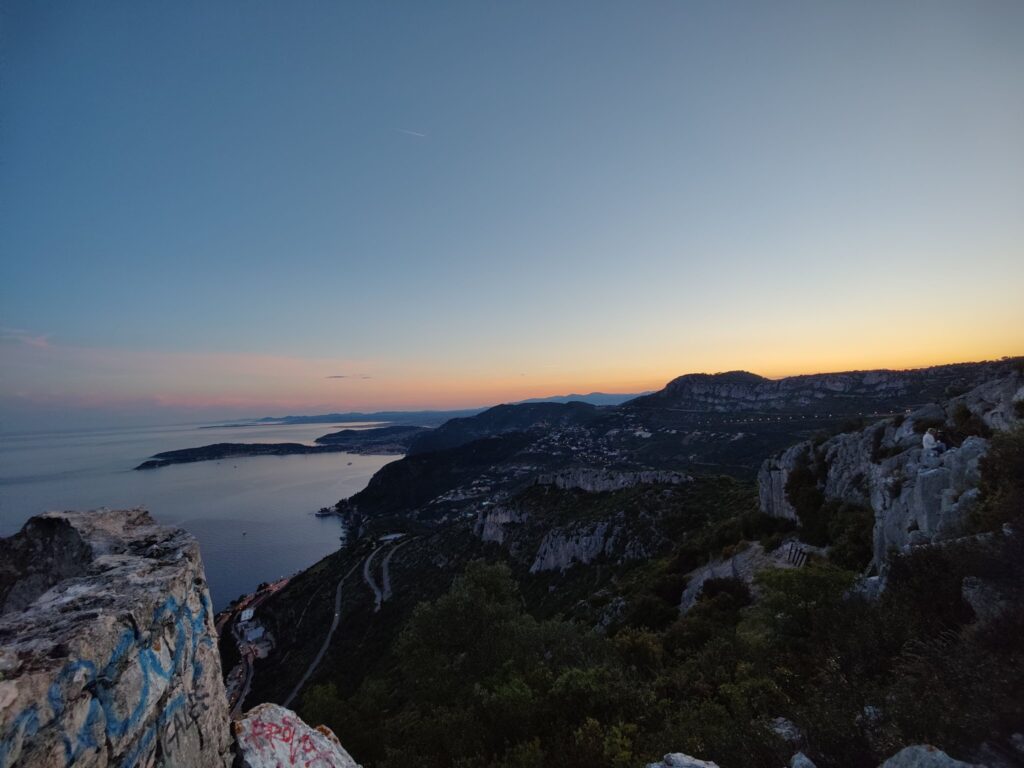 Blue hour on the rocky coast near Cap-d'Ail