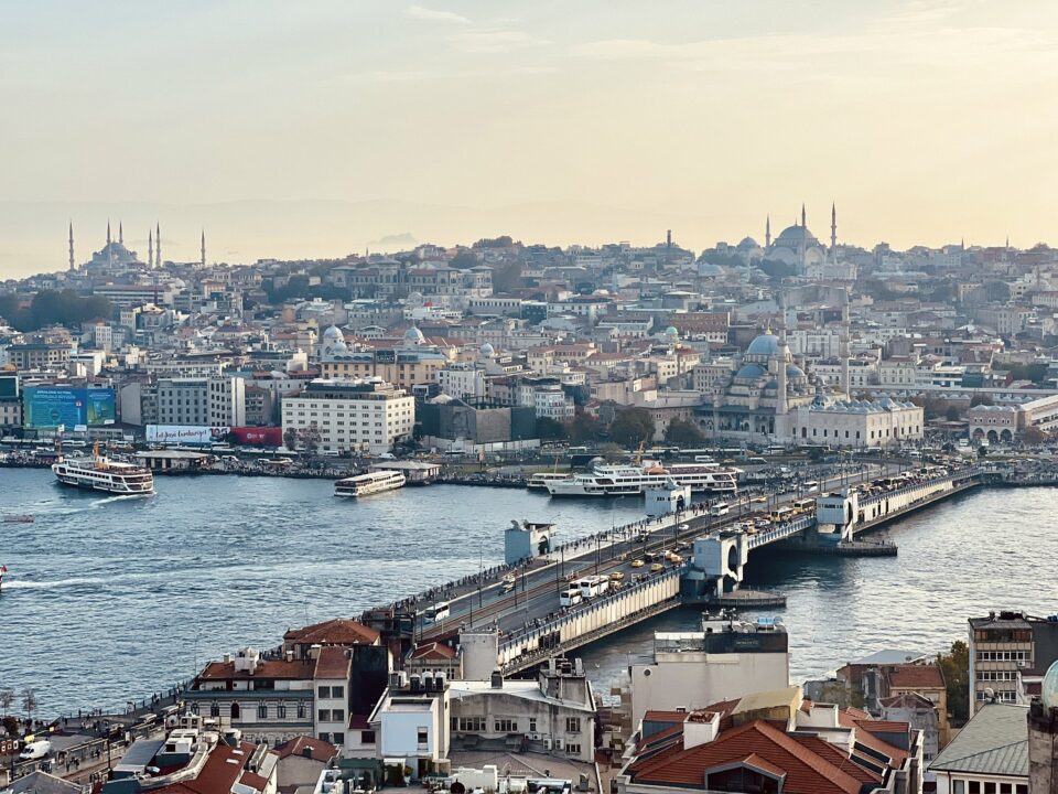 View of the Galata Bridge, the Golden Horn and the old city of Istanbul
