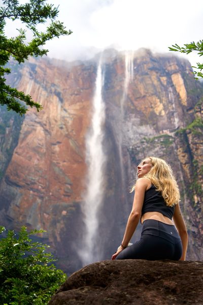 Janet before the Salto Ángel, Venezuela
